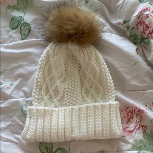UO White Knit Beanie